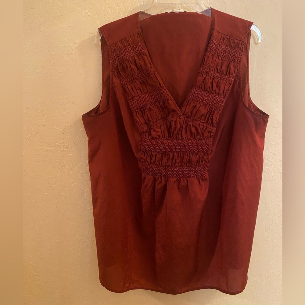 Coldwater Creek Rust Colored Silk Sleeveless Blouse XXL